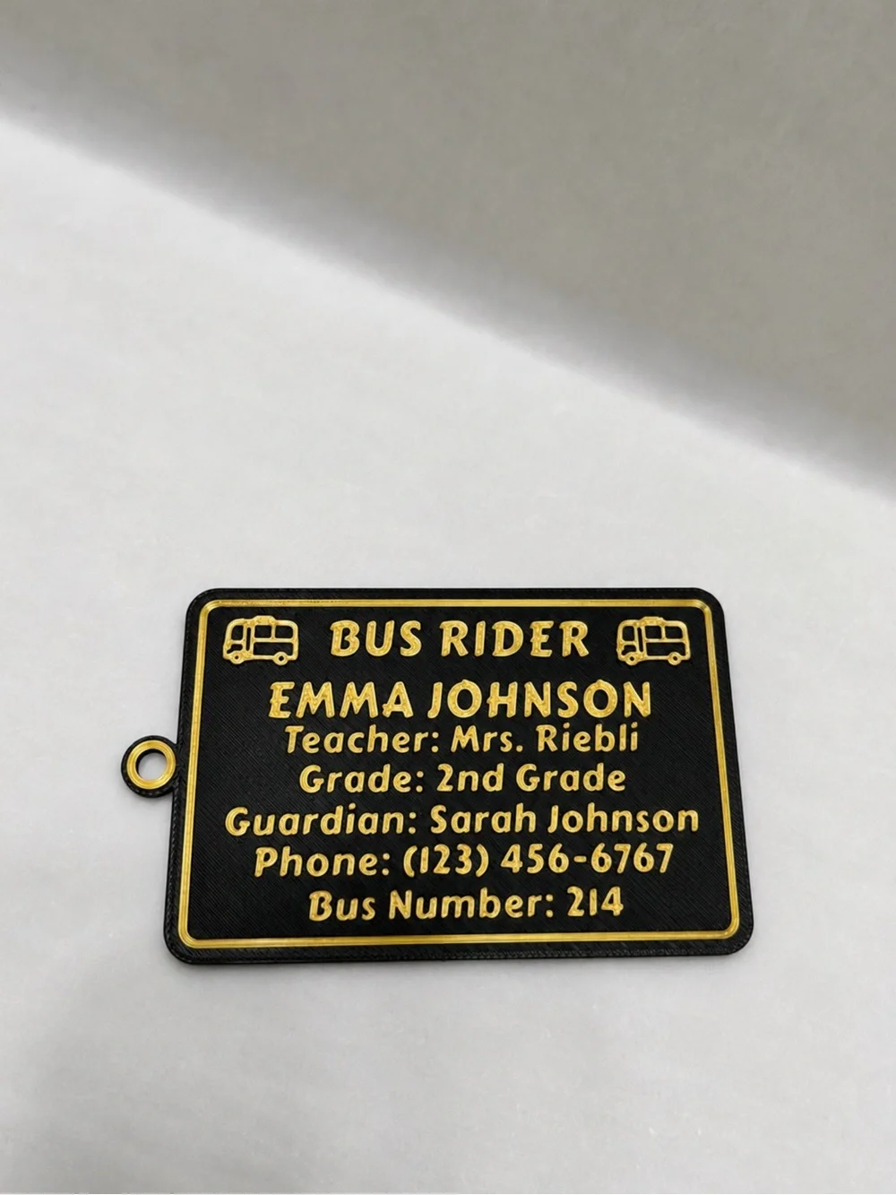 Custom 3D Printed School Transportation Tag - BUS RIDER / CAR RIDER